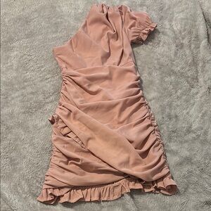 Hello Molly Pink Asymmetrical Ruched Dress